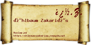 Öhlbaum Zakariás névjegykártya